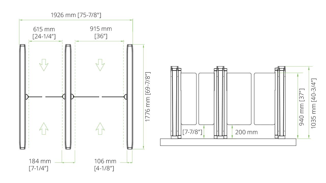 Lifeline Speedlane Swing Optical Turnstile Boon Edam USA